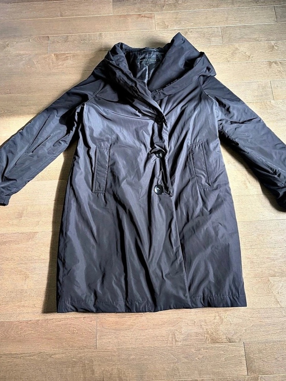 Ritva Falla Black Hooded Puffer Coat Size Small Like New